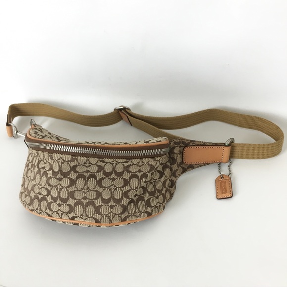 Coach Handbags - Vintage Coach Y2K 90s Fanny Pack Belt Bag Monogram Signature C Khaki Tan